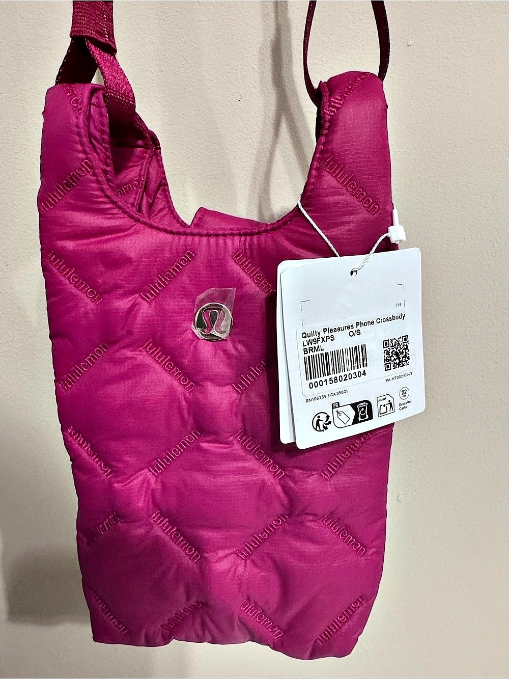 lululemon Daily Practice Puffer Crossbody Bag Pink Shoulder Bag NWT